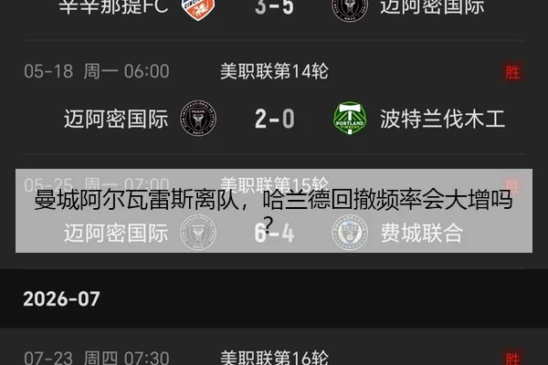 曼城阿尔瓦雷斯离队，哈兰德回撤频率会大增吗？